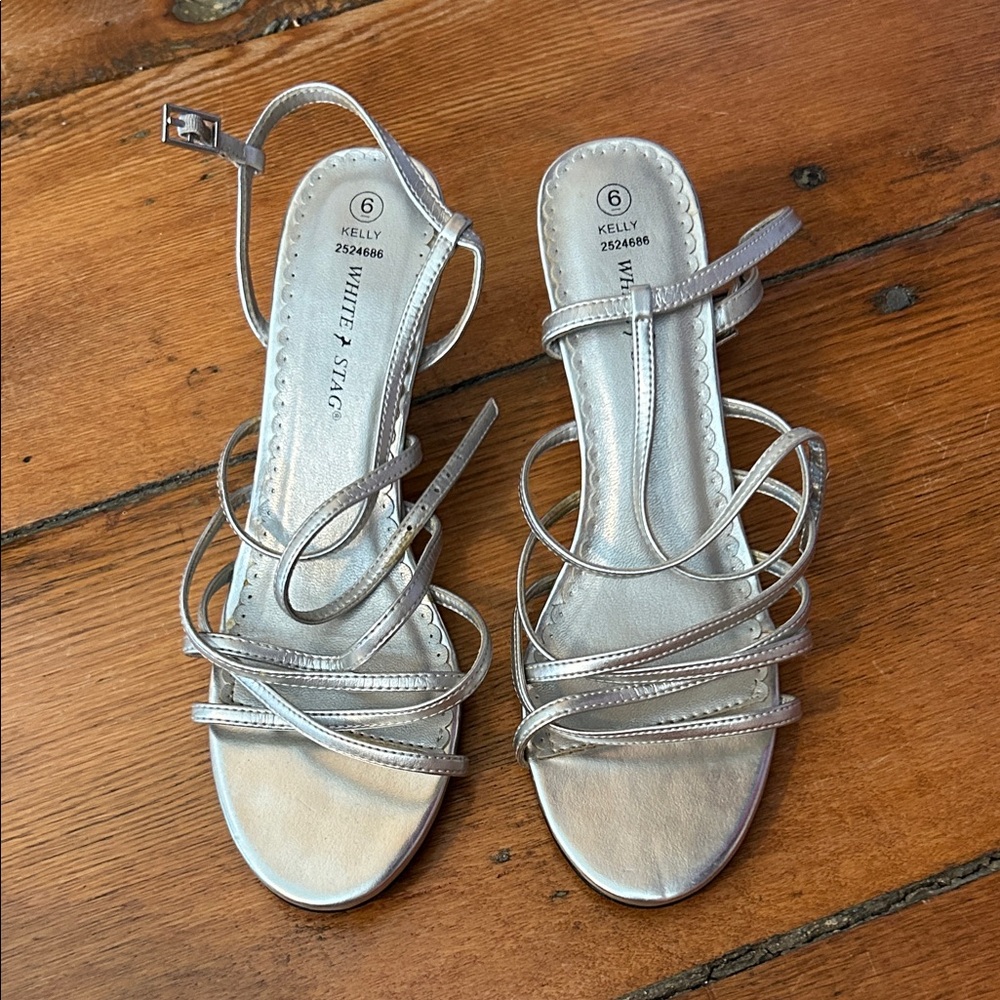 White Stag Women's Metallic Silver Heels